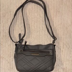 Rosetti Gray Chevron Quilted Crossbody Bag